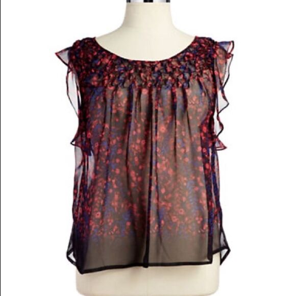 Jessica Simpson Plus Size Printed Gathered Chiffon Blouse - Picture 1 of 6